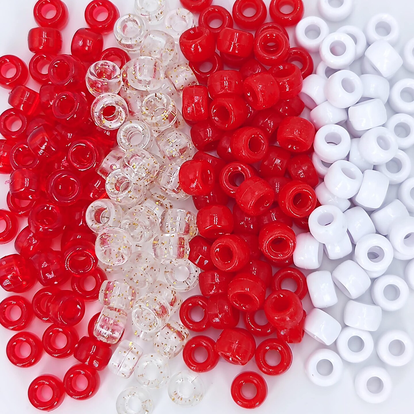 MIIIM 1000PCS 6x9mm Pony Beads Bulk, 4 Styles Red Kandi Beads for Bracelets Making Kit, Hair Braids Crafts for Jewelry Making (Red)
