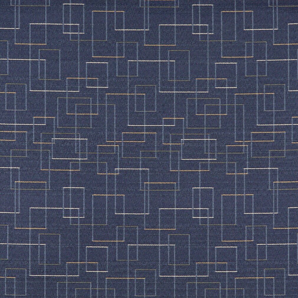 Admiral - Blue Abstract & Geometric Upholstery Fabric 54 Inches"