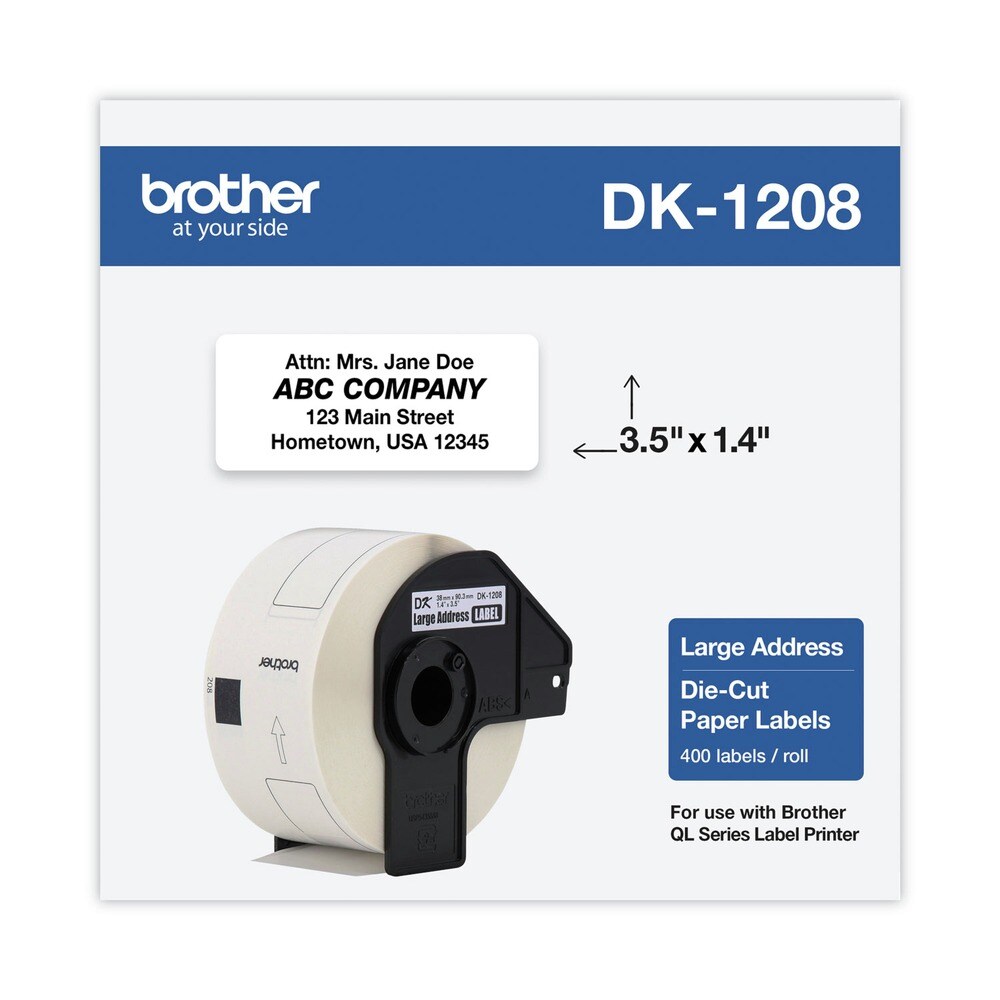 Brother 1.4 in. x 3.5 in. Die-Cut Address Labels - White (1-Roll