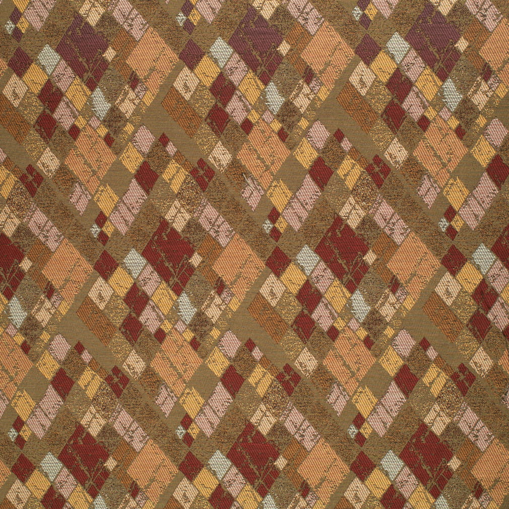 Wine - Red Burgundy Abstract Geometric Upholstery Fabric 54 Inches"