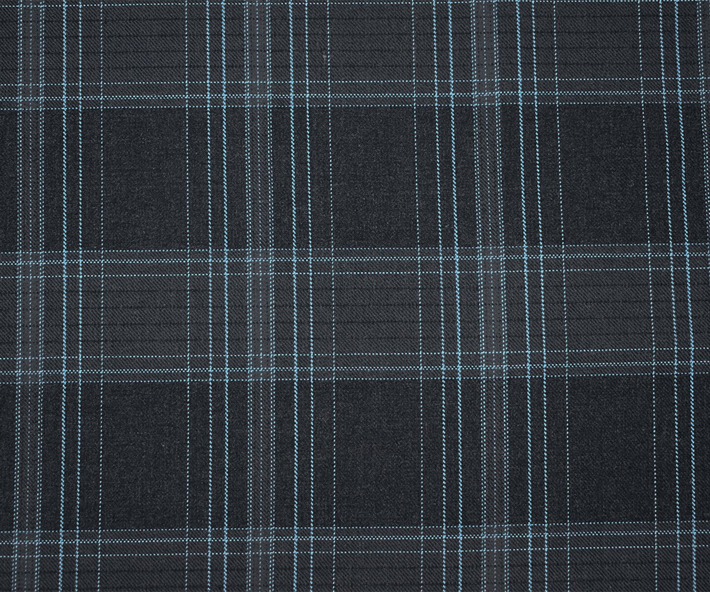Deep Gray-Blue-White Poly Wool Plaid Woven Suiting Twill Fabric By the Yard