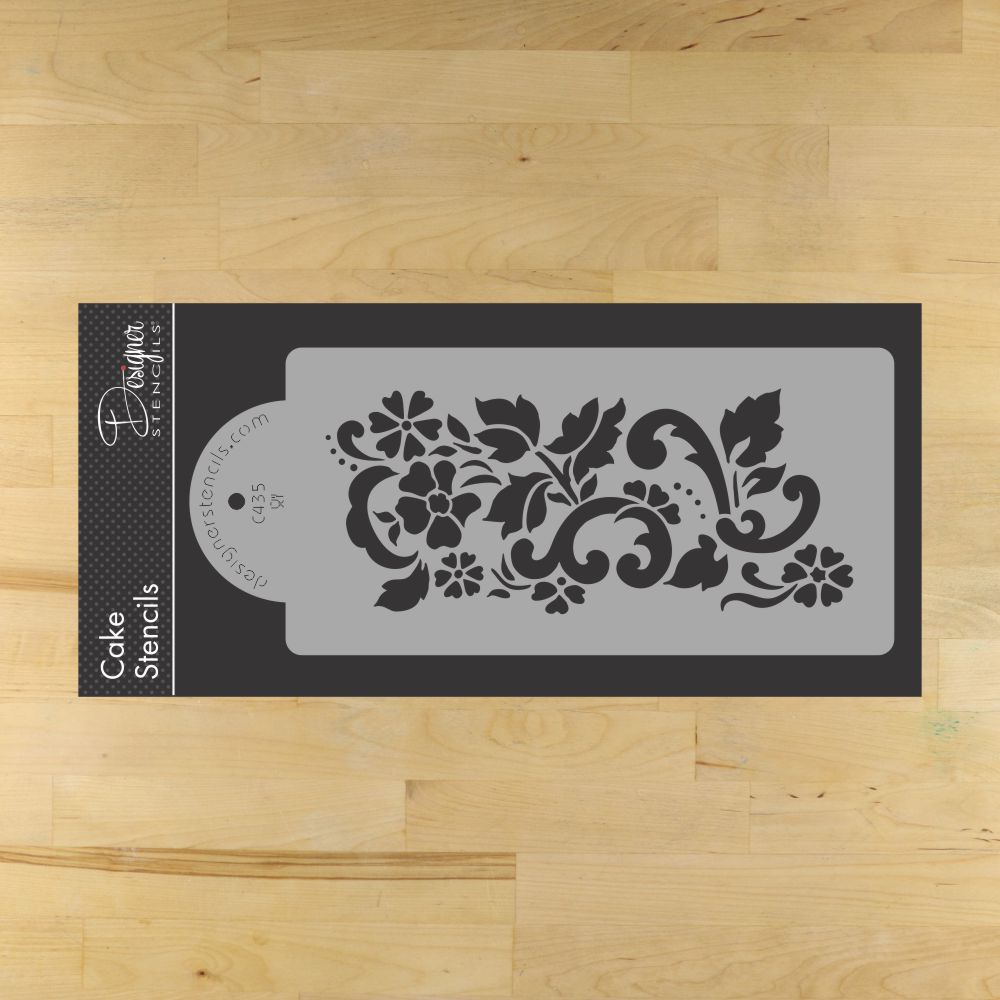 Floral Explosion Cake Stencil Tier #2 | C435 by Designer Stencils | Cake Decorating Tools |
