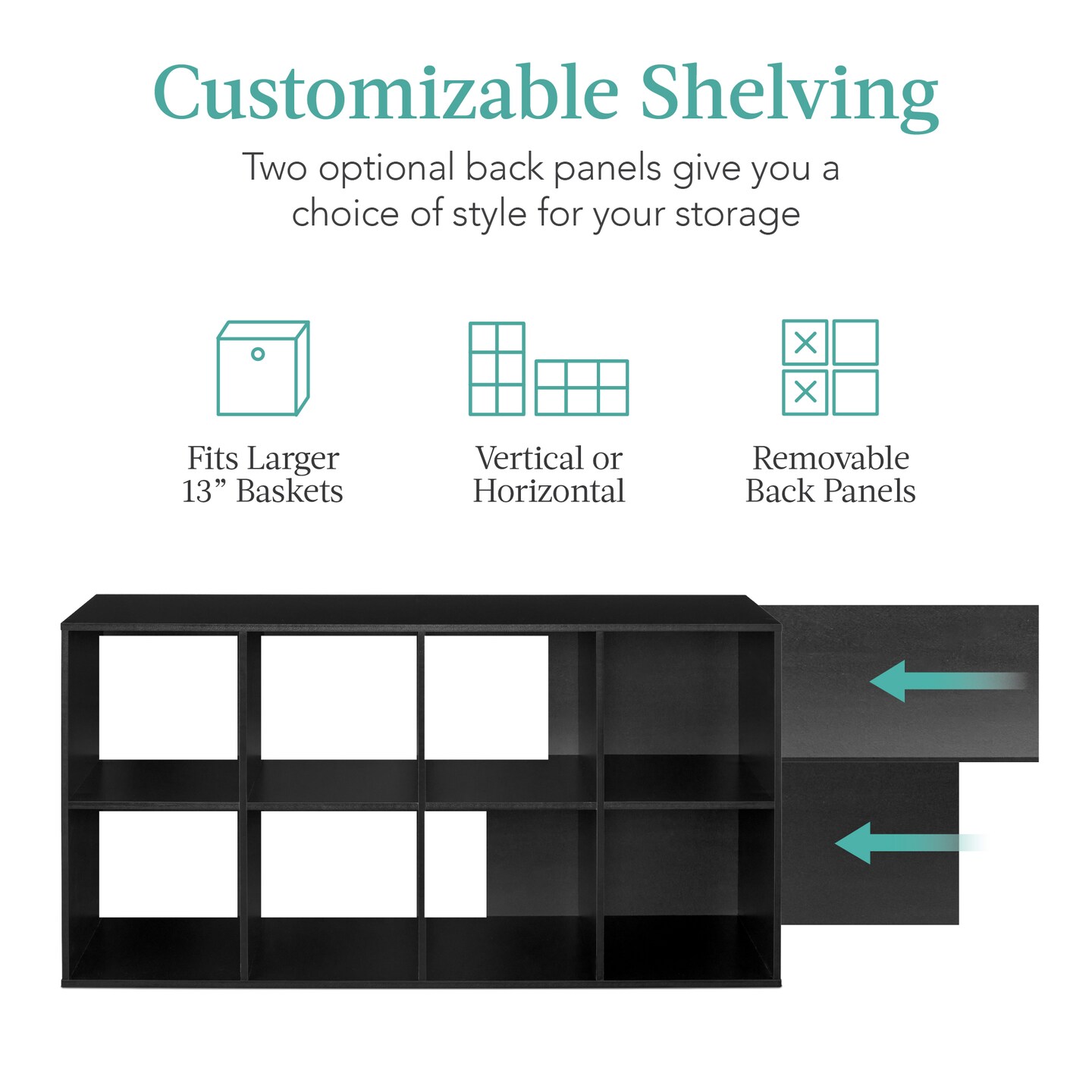 Best Choice Products 8-Cube Bookshelf, 13.5in Display Storage System, Organizer w/ Removable Back Panels