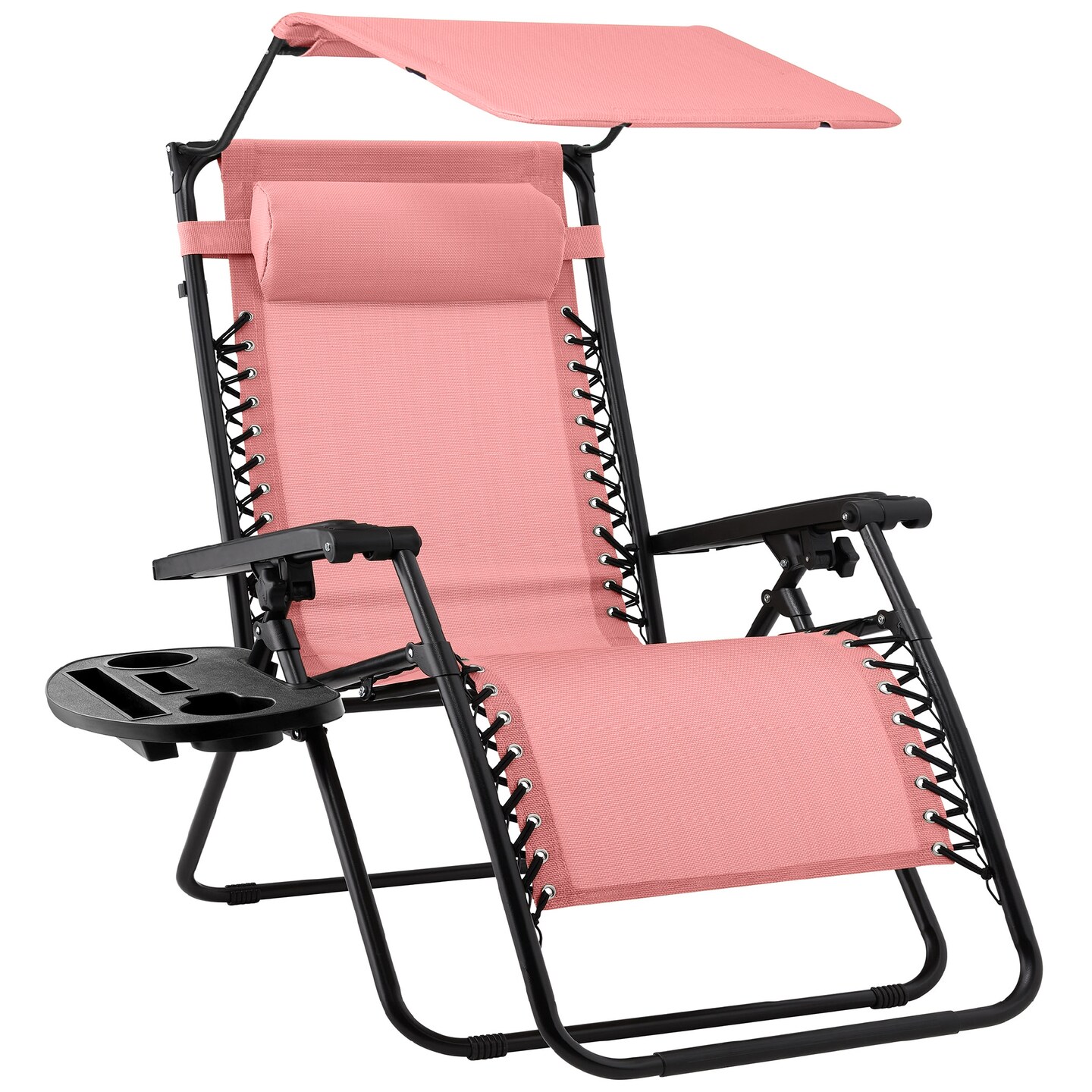 Best Choice Products Folding Zero Gravity Recliner Patio Lounge Chair w/ Canopy Shade, Headrest, Tray