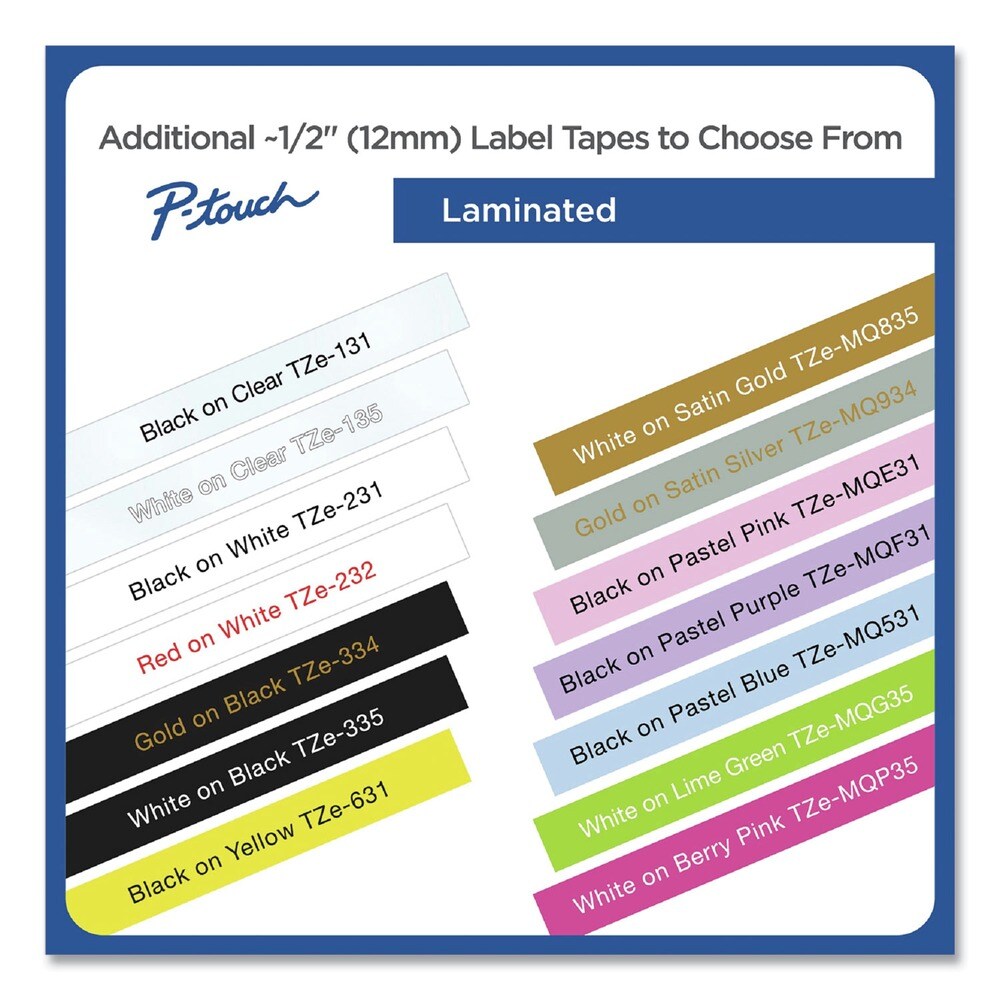 Brother P-Touch 0.47 in. x 26.2 ft. TZe Standard Adhesive Laminated Labeling Tape - Black on Yellow