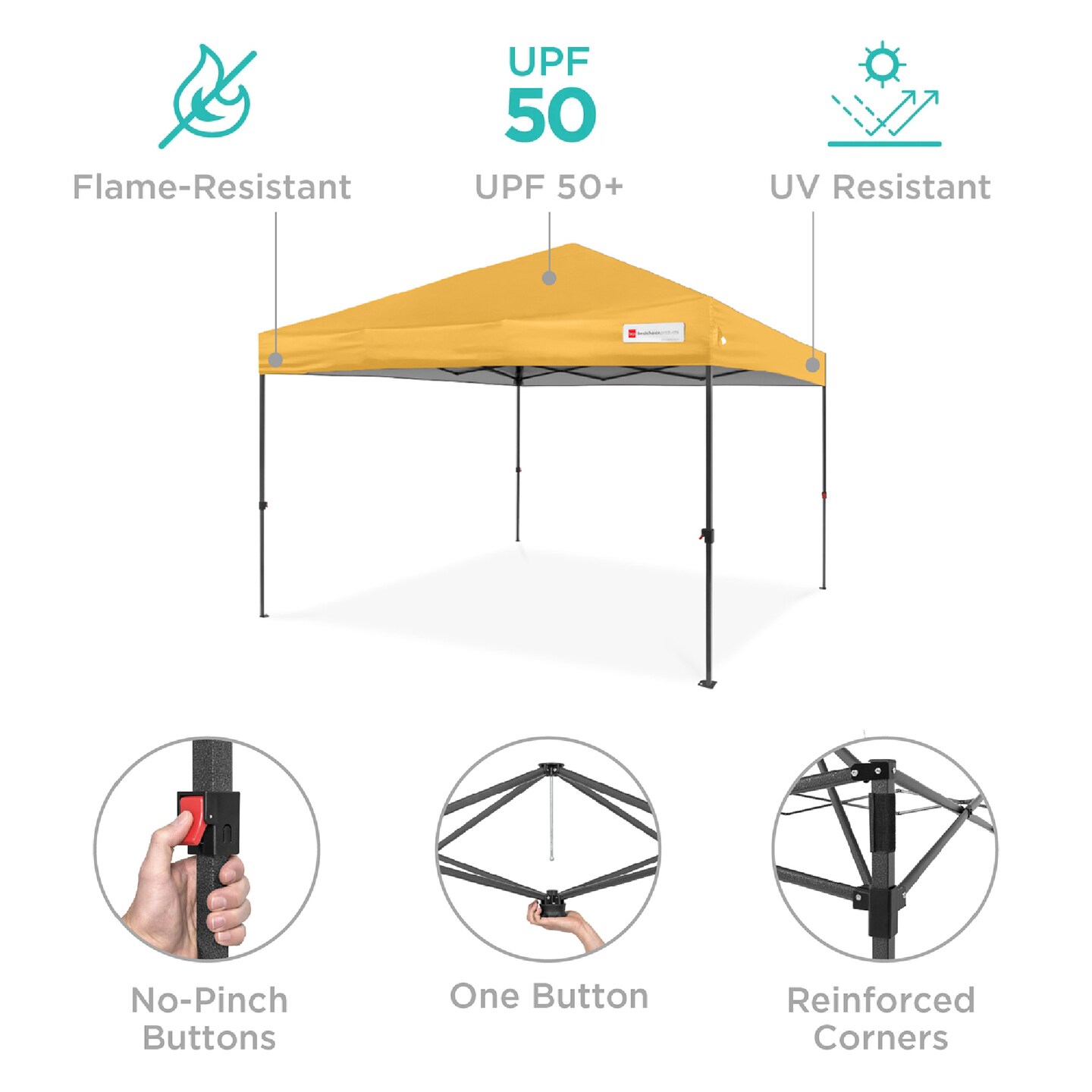 Best Choice Products 10x10ft Easy Setup Pop Up Canopy w/ 1-Button Setup, Wheeled Case, 4 Weight Bags