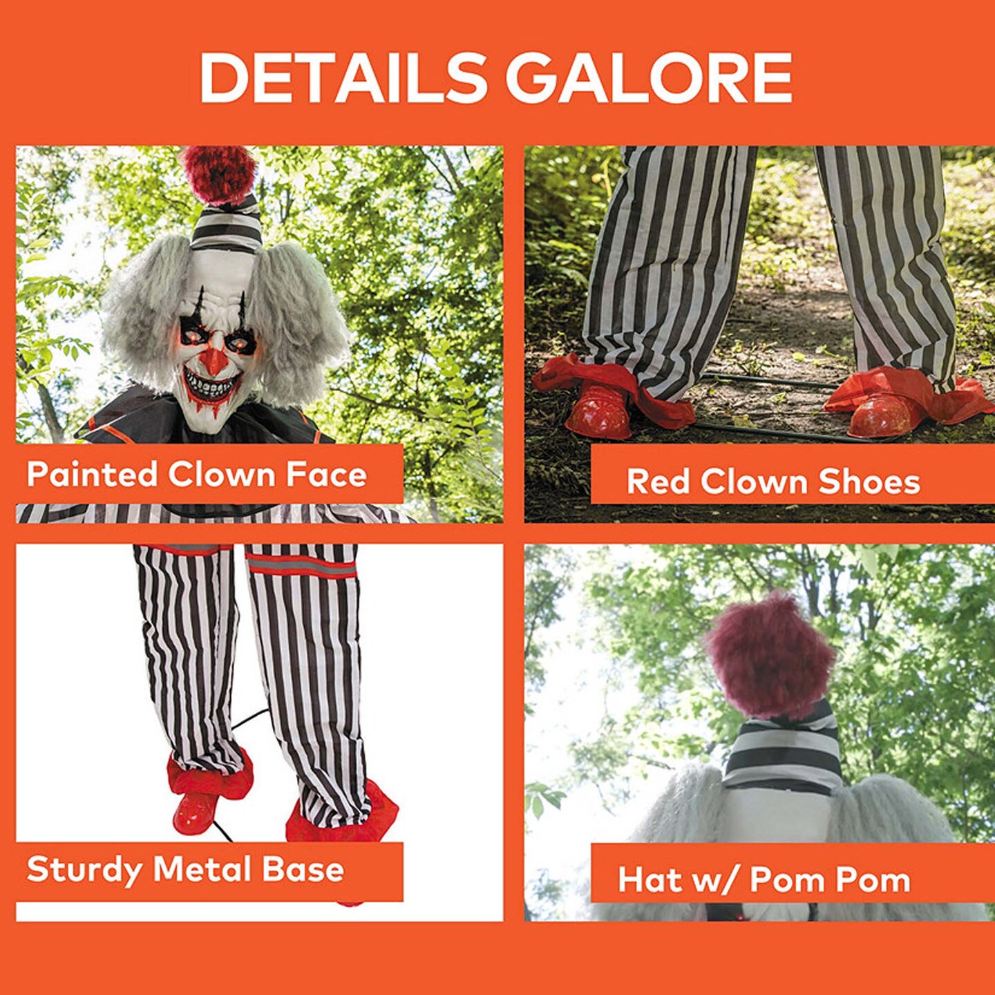 8 Ft. 2&#x22; Light-Up Lifting Clown with Hat Halloween Decoration