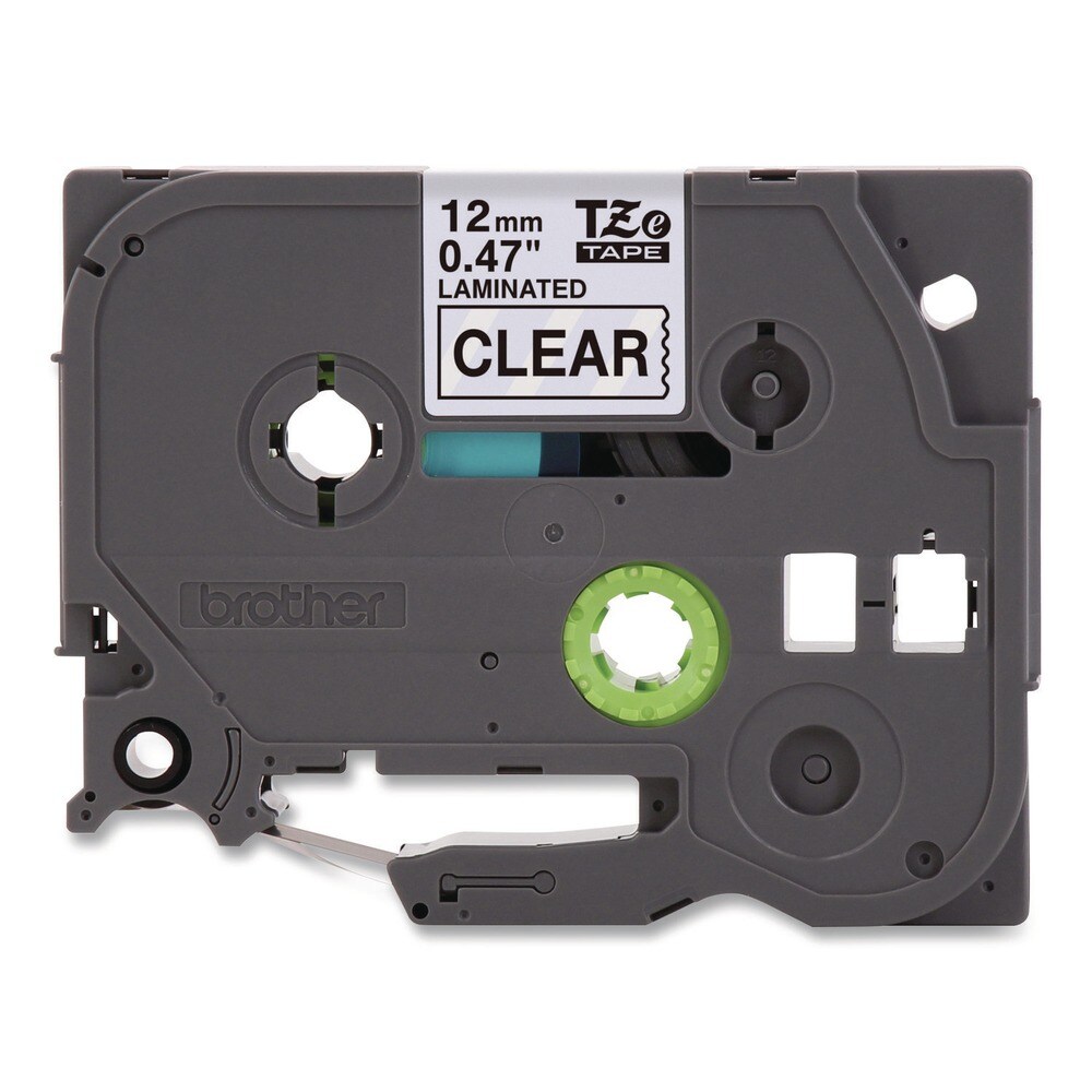 Brother P-Touch 0.47 in. x 26.2 ft. TZe Standard Adhesive Laminated Labeling Tape - Black on Clear