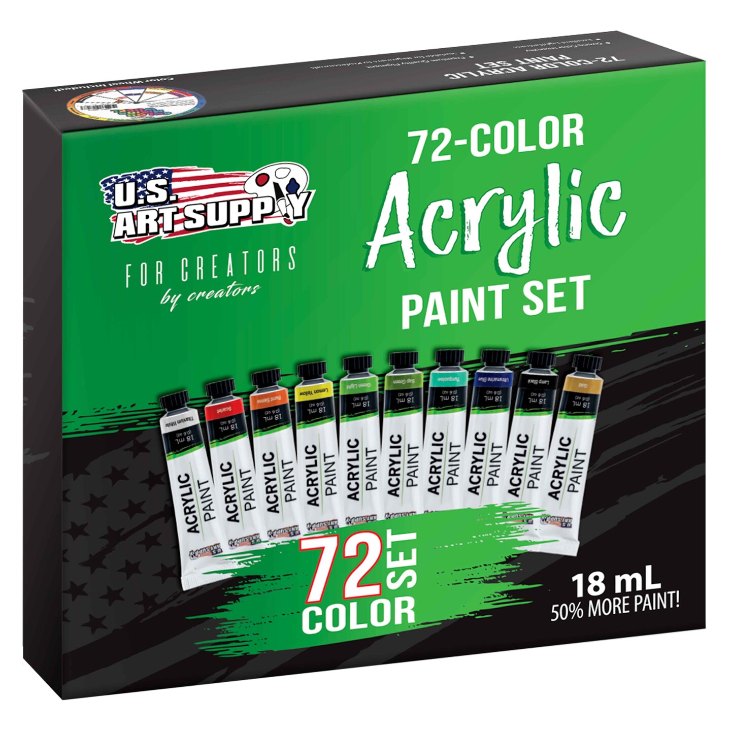 U.S. Art Supply 72 Color Professional Acrylic Paint Set in 12ml Tubes - Art Painting Supplies for Adults, Artists, Students, Beginners - Canvas Portrait Paintings