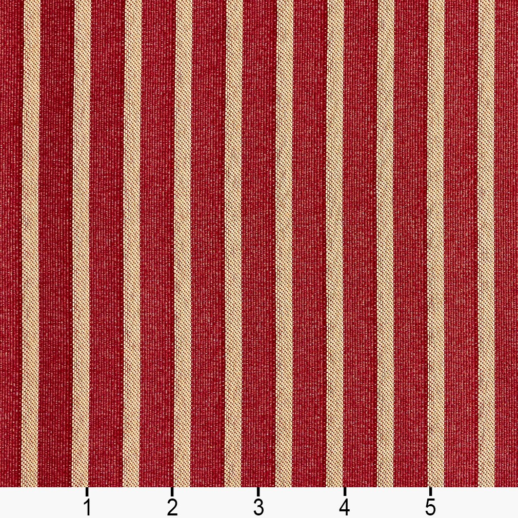Crimson/Stripe - Red & Burgundy Stripe Upholstery Fabric 54 Inches"