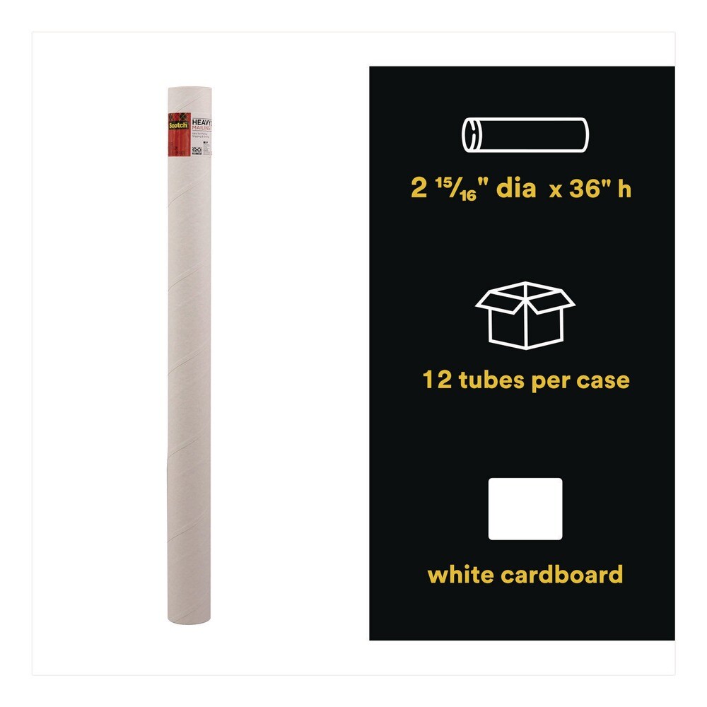 Scotch Mailing Tube 36&#x22; Long 3&#x22; Diameter White