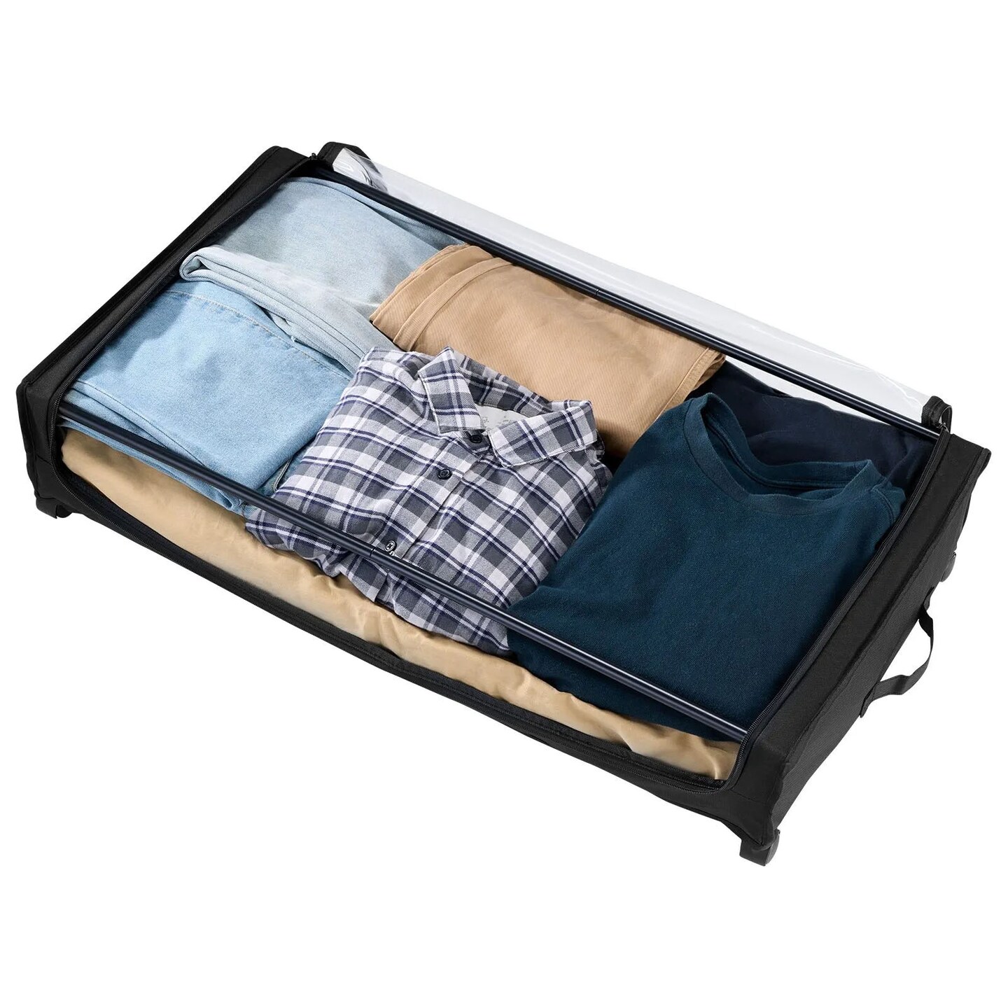 2 Pack Under Bed Storage Fabric Rolling Container with Casters and Clear Top Side Label Slots