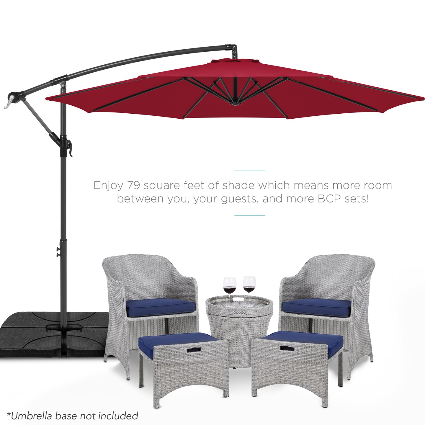 Best Choice Products 10ft Offset Hanging Outdoor Market Patio Umbrella w/ Easy Tilt Adjustment