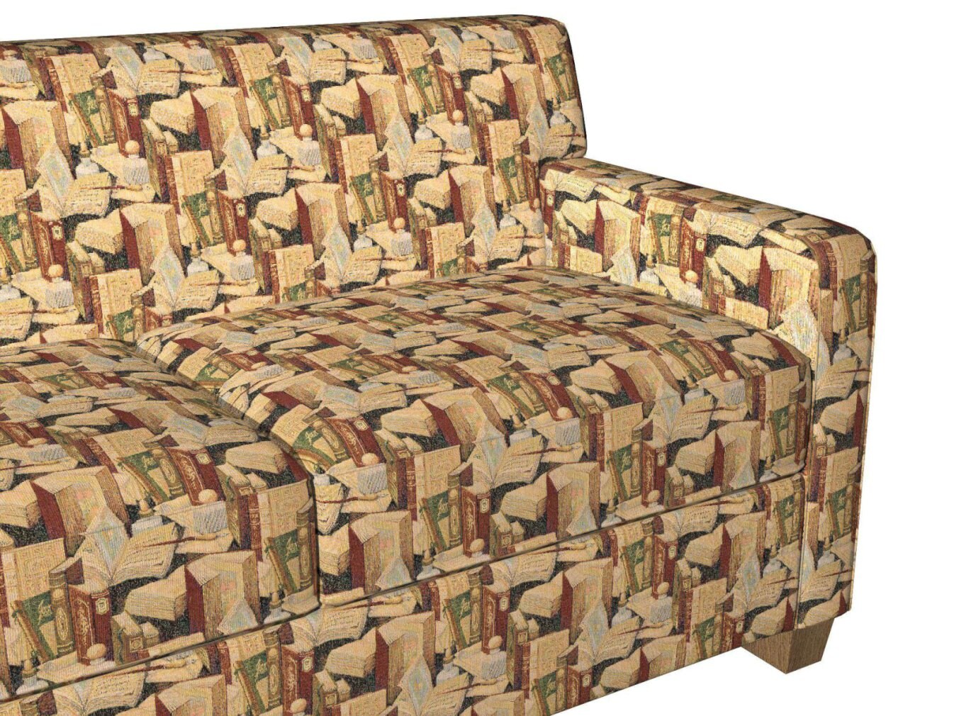 Library - Green,Orange & Rust Novelty Upholstery Fabric 54 Inches"