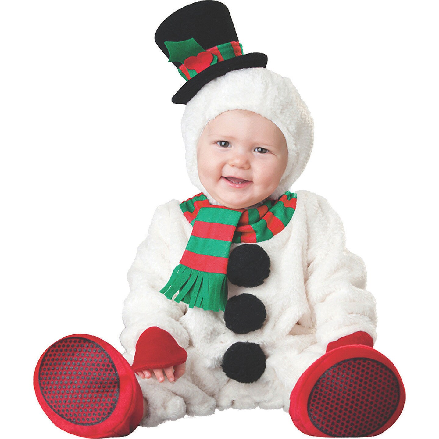 Infant Snowman Costume Zippered Jumpsuit Hood and Booties 12-18 Months
