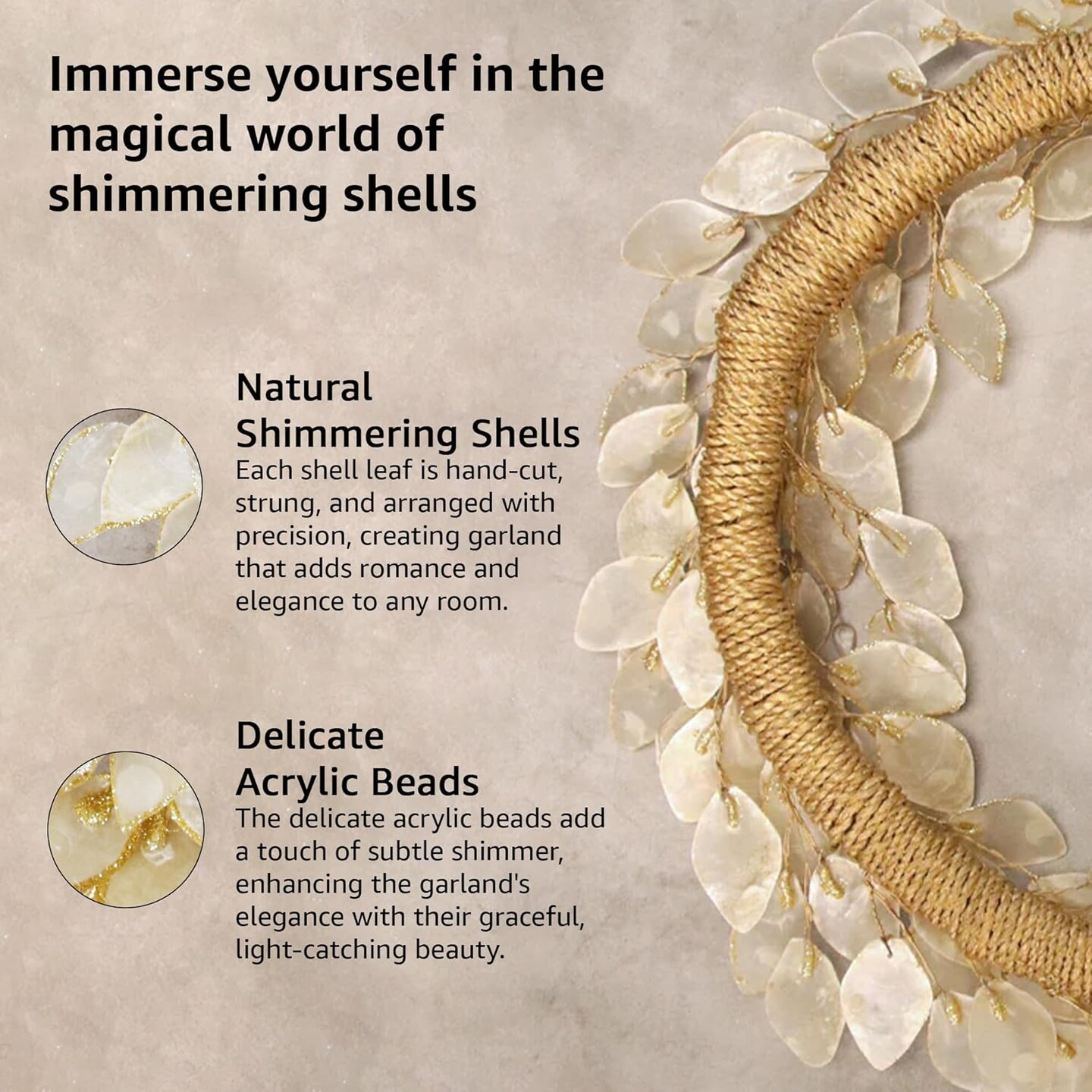 Handcrafted 19&#x22; Capiz Shell Wreath - Handmade Christmas Gift - Holiday Tree