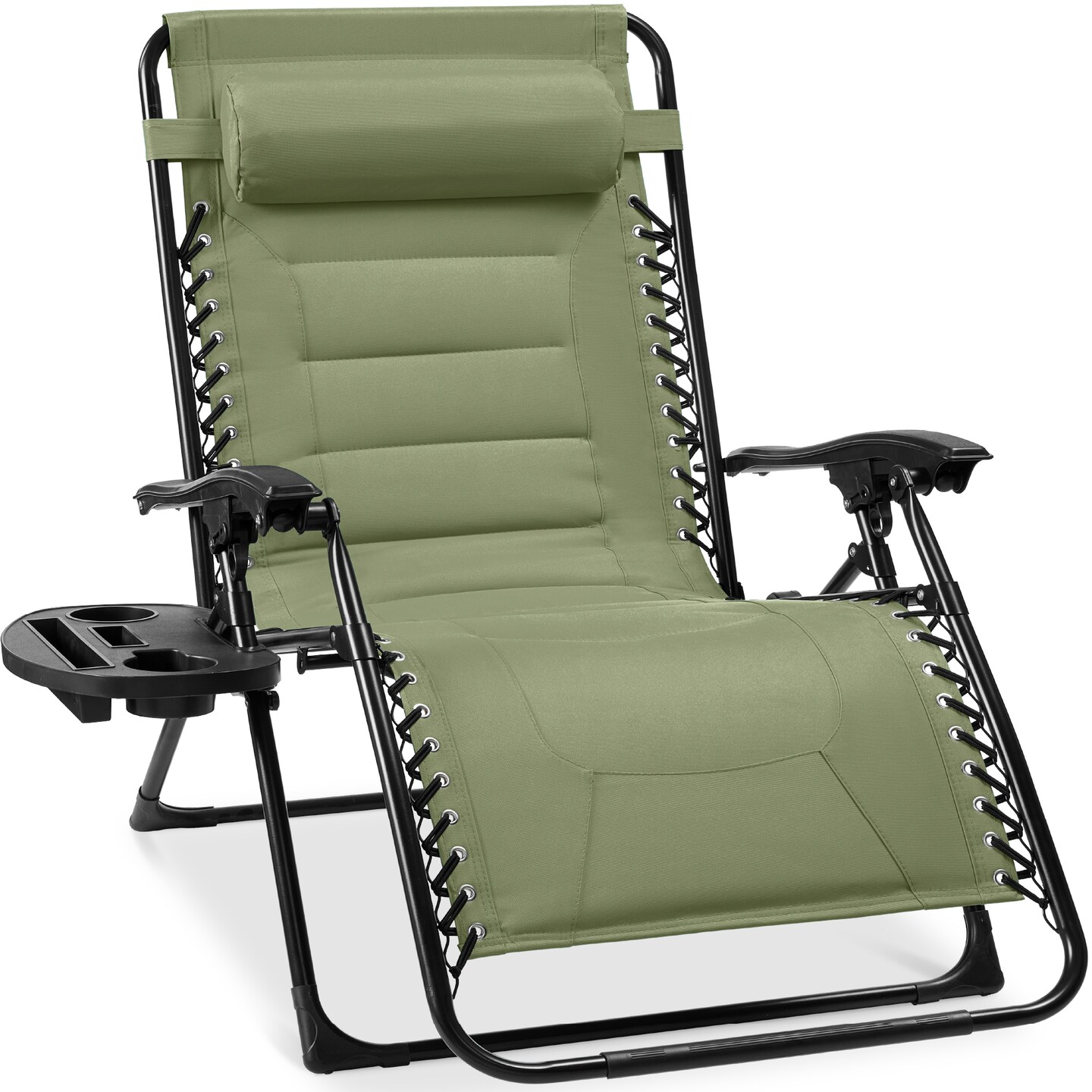 Best Choice Products Oversized Padded Zero Gravity Chair, Folding Outdoor Patio Recliner w/ Side Tray