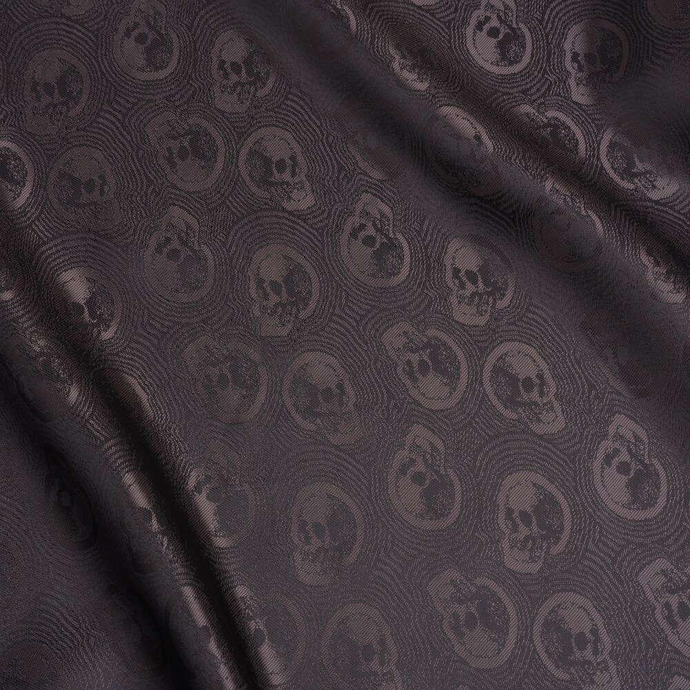 1 Yard Skulls Jacquard Lining Fabric Black Charcoal Gothic Shine Look 55 Inch
