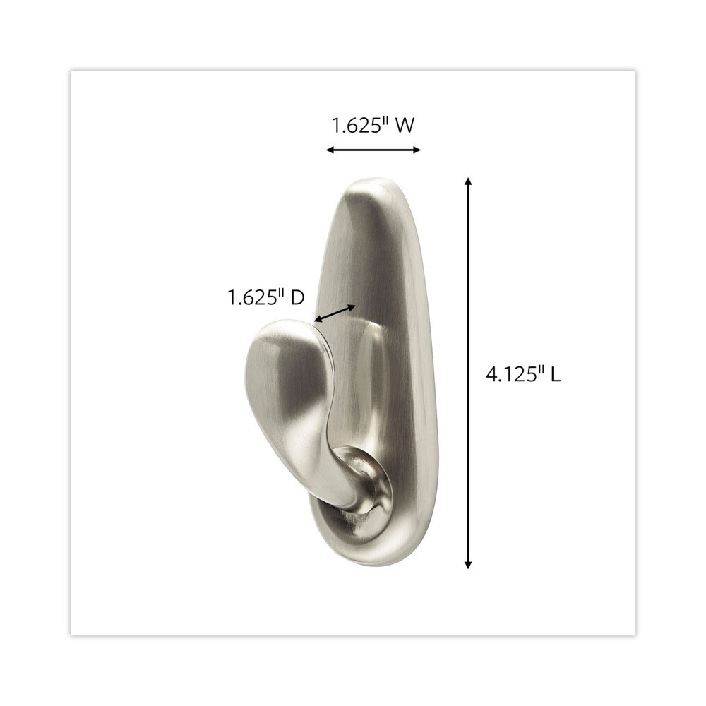 Command 5 lbs. Capacity Adhesive Mount Metal Hook - Large Brushed Nickel Finish (2/Pack)
