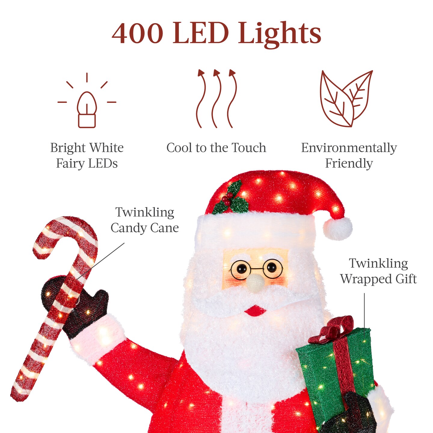 Best Choice Products Lighted Pop-Up Santa Claus, Outdoor Christmas Holiday Decoration w/ LED Lights, Hat, Gift