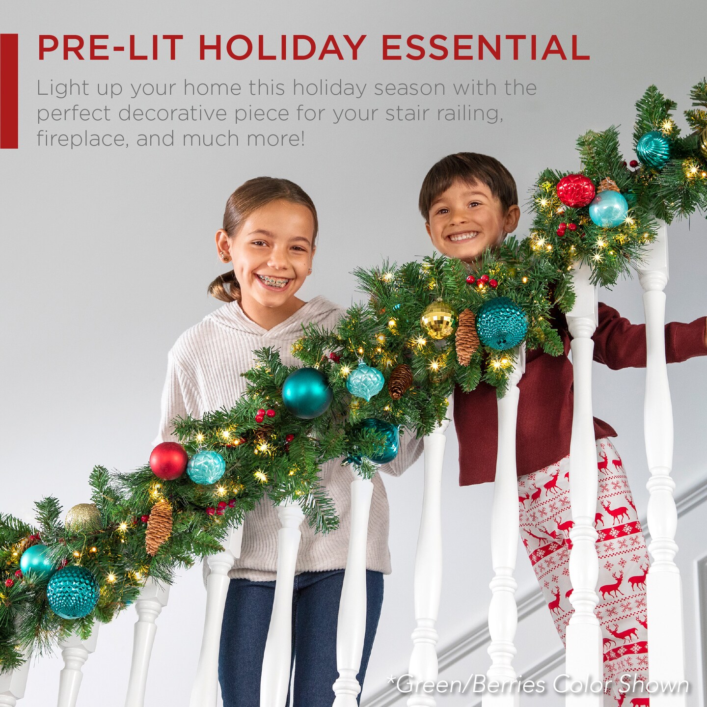 Best Choice Products 9Ft Pre-Lit Christmas Garland W/ 2-In-1 Led Lights