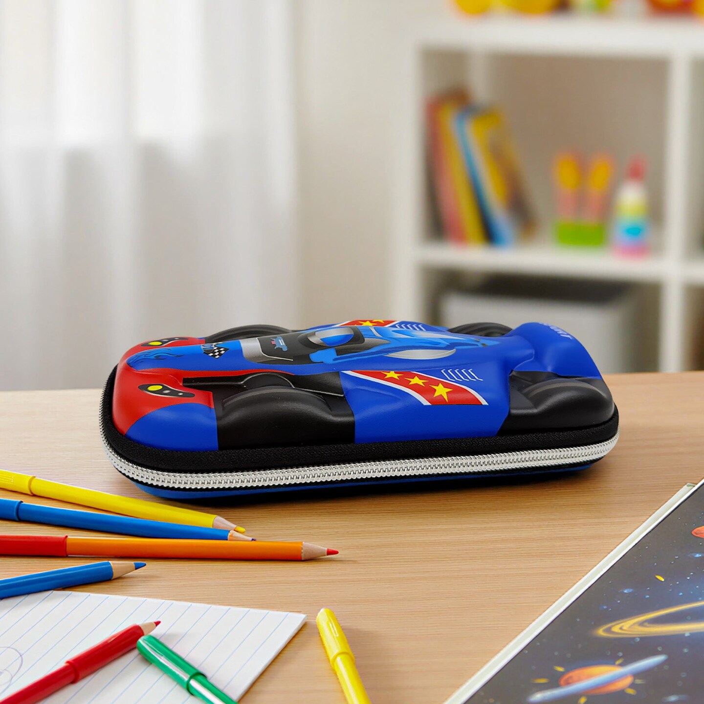 Wrapables 3D Sports Car Hard Shell Pencil Case, EVA Pencil Storage Box for Stationery Tools