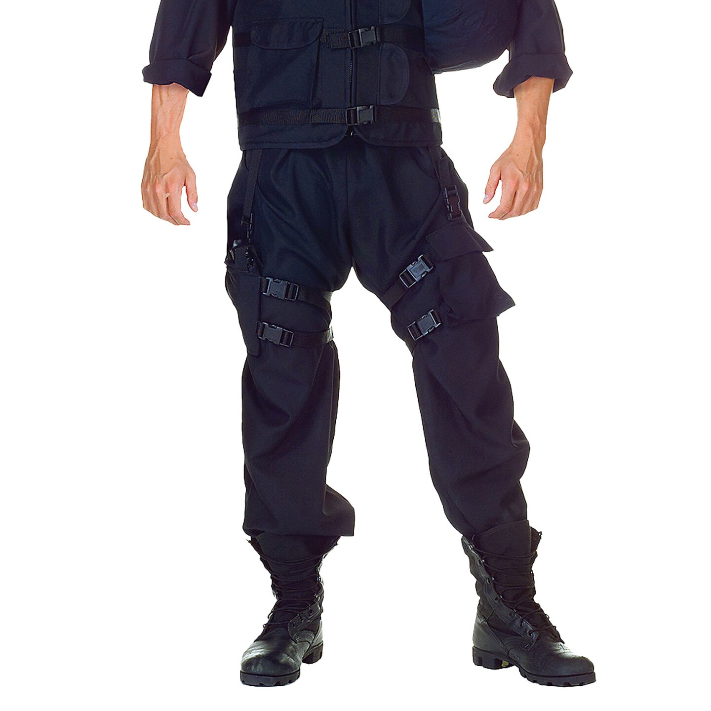 Men&#x27;s SWAT Team Costume with Jumpsuit Vest Holster and Helmet for Halloween