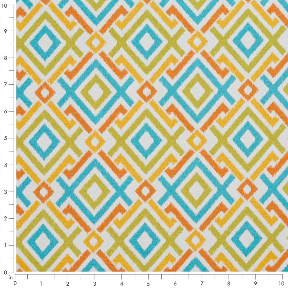 Citrus - Aqua Teal,gold Yellow,green Abstract Geometric Upholstery Fabric 54 Inches"
