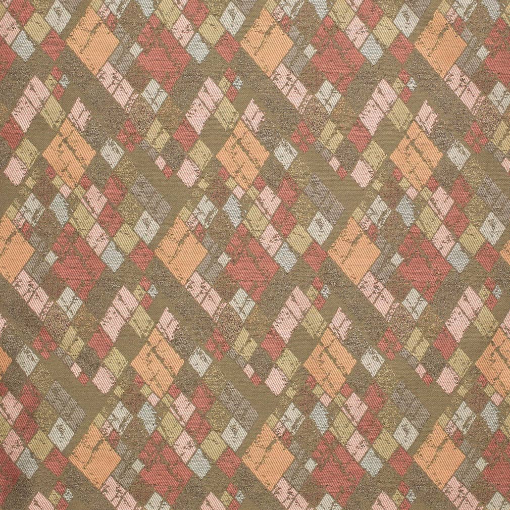 Autumn - Orange Rust,red Burgundy Abstract Geometric,diamonds Upholstery Fabric 54 Inches"
