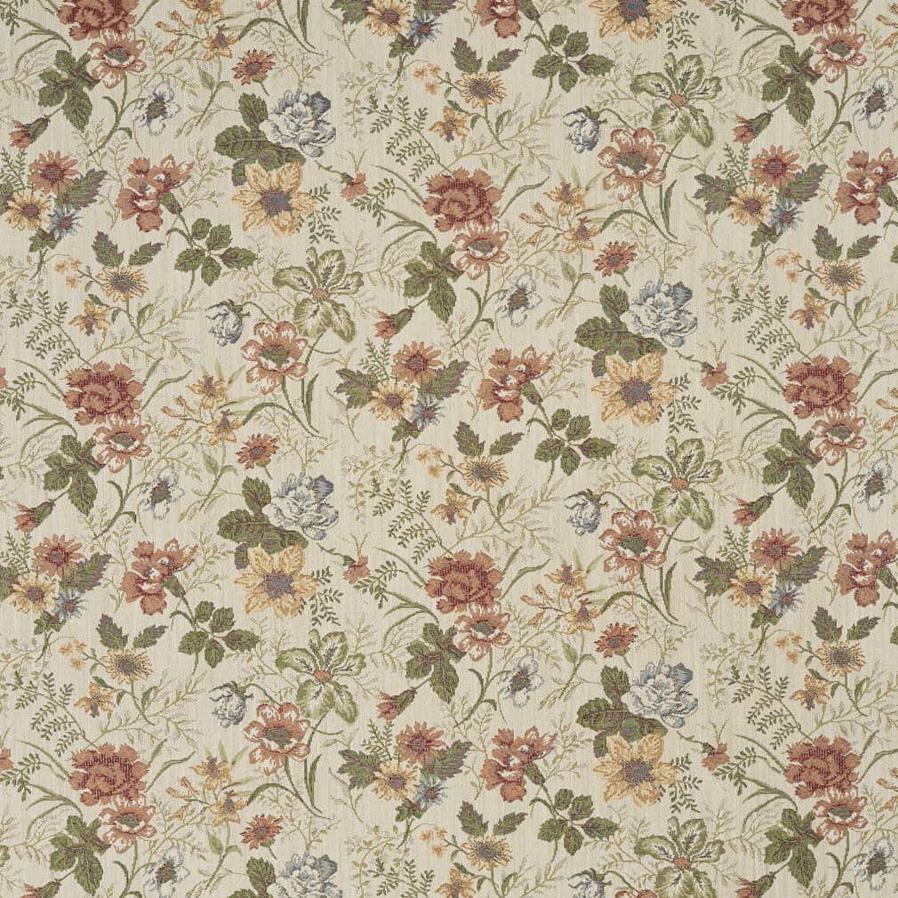 Fern - Coral &#x26; Peach Floral Upholstery Fabric 54 Inches&#x22;