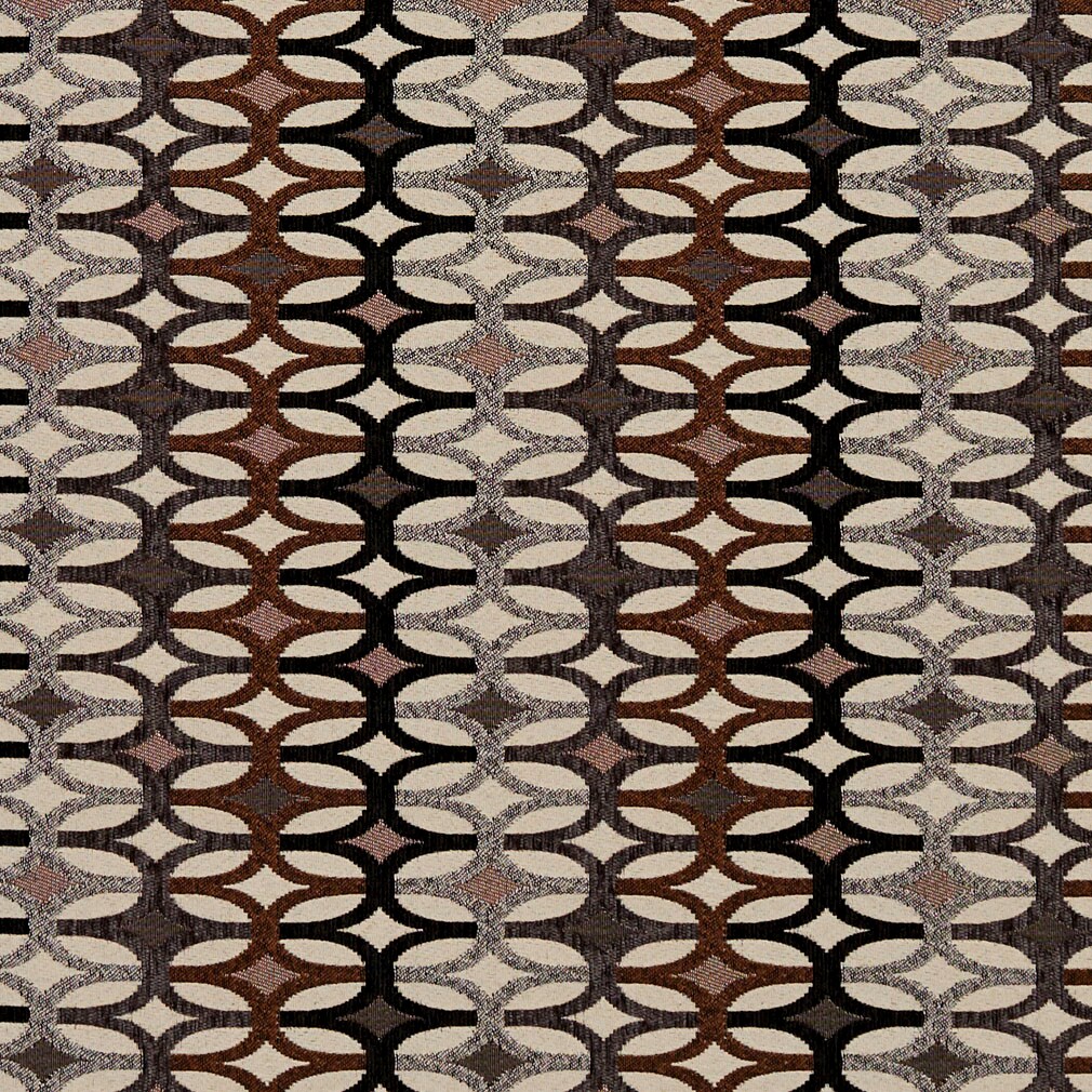 Bronze/Interlock - Black,Brown Abstract & Geometric Upholstery Fabric 54 Inches"