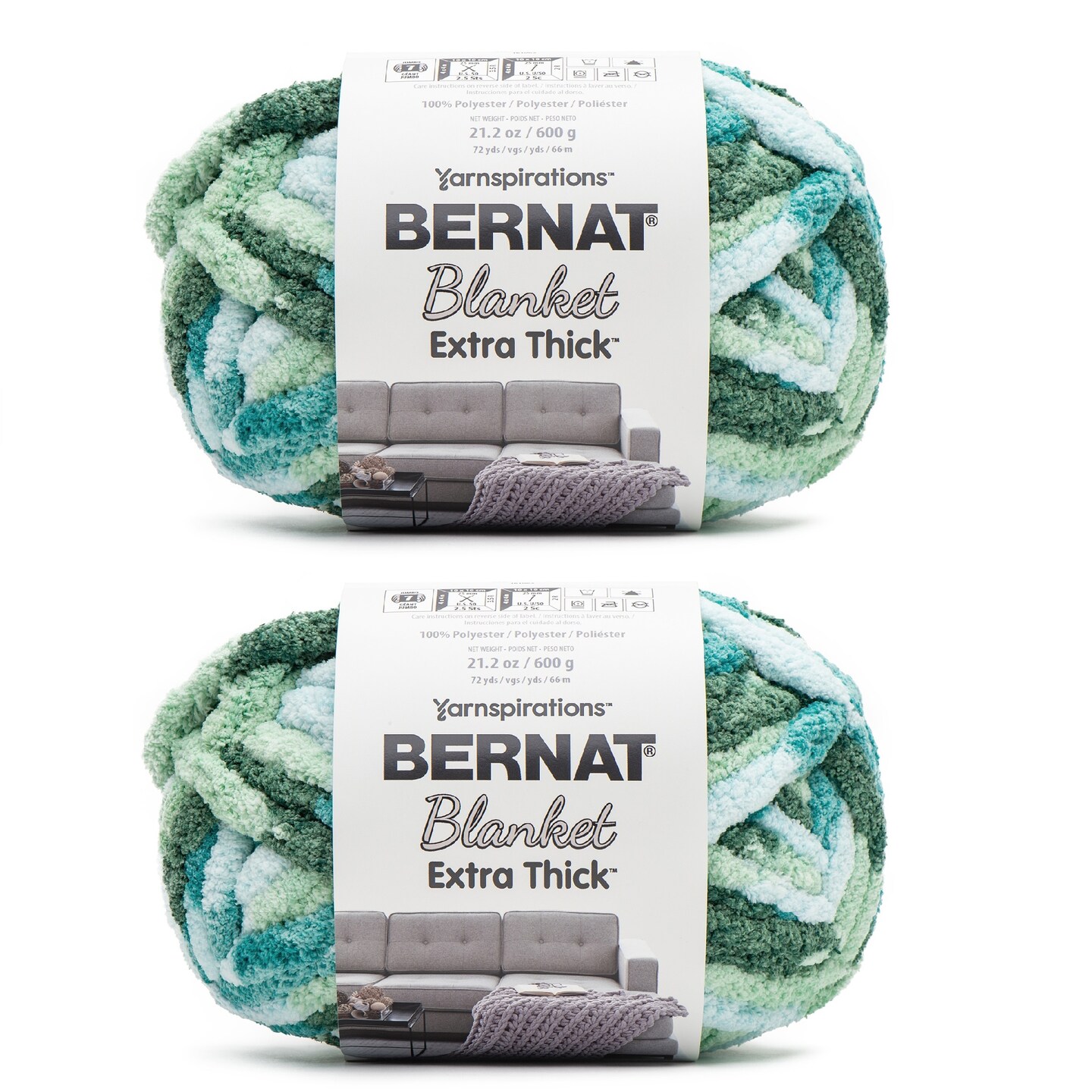 Multipack of 2 - Bernat Blanket Extra Thick 600g-Teal Ivy Variegated