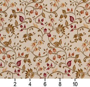 Blossom - Green,Red & Burgundy Floral Upholstery Fabric 54 Inches"