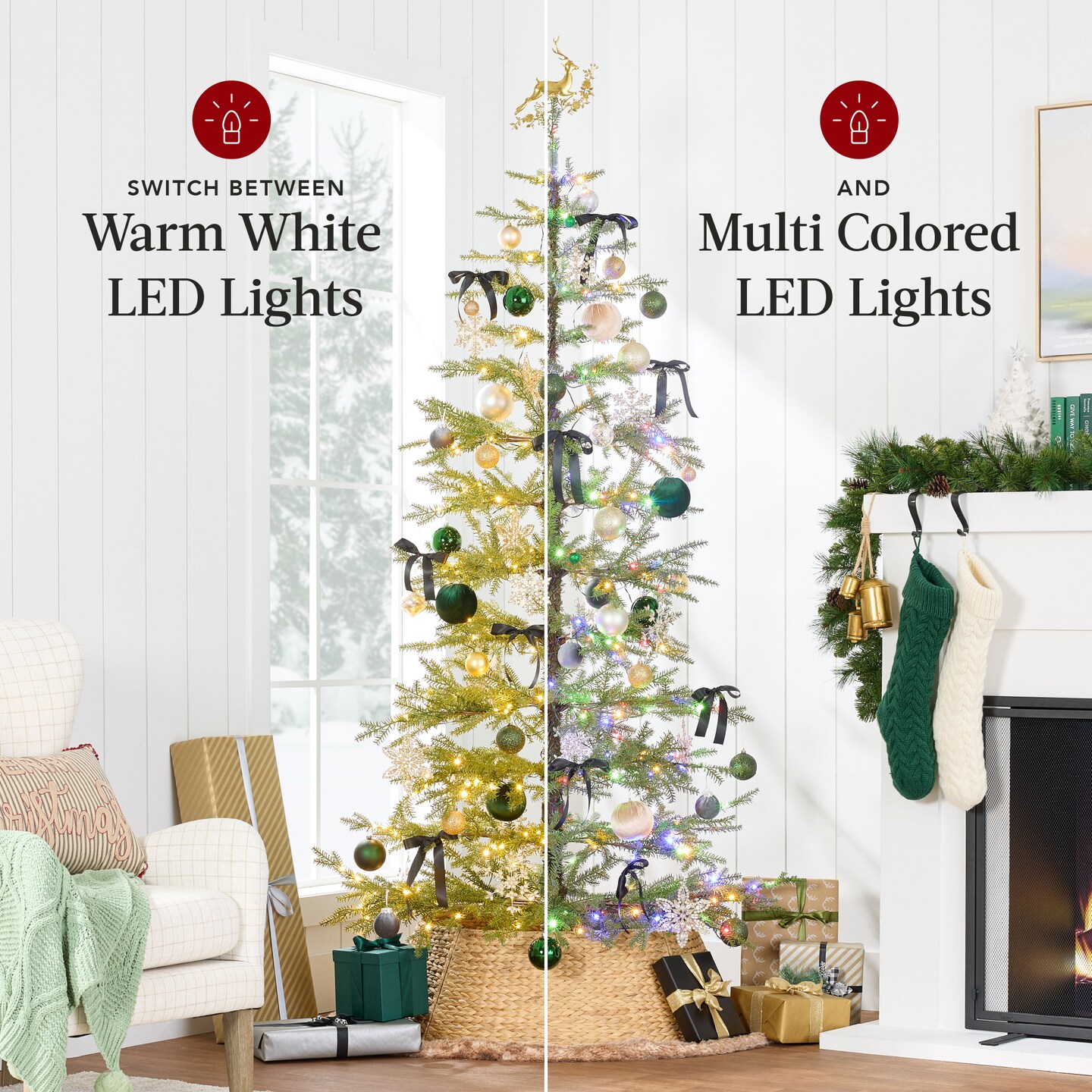 Best Choice Products Pre-Lit Sparse Christmas Tree w/ 2-in-1 LED Lights, Cordless Connection