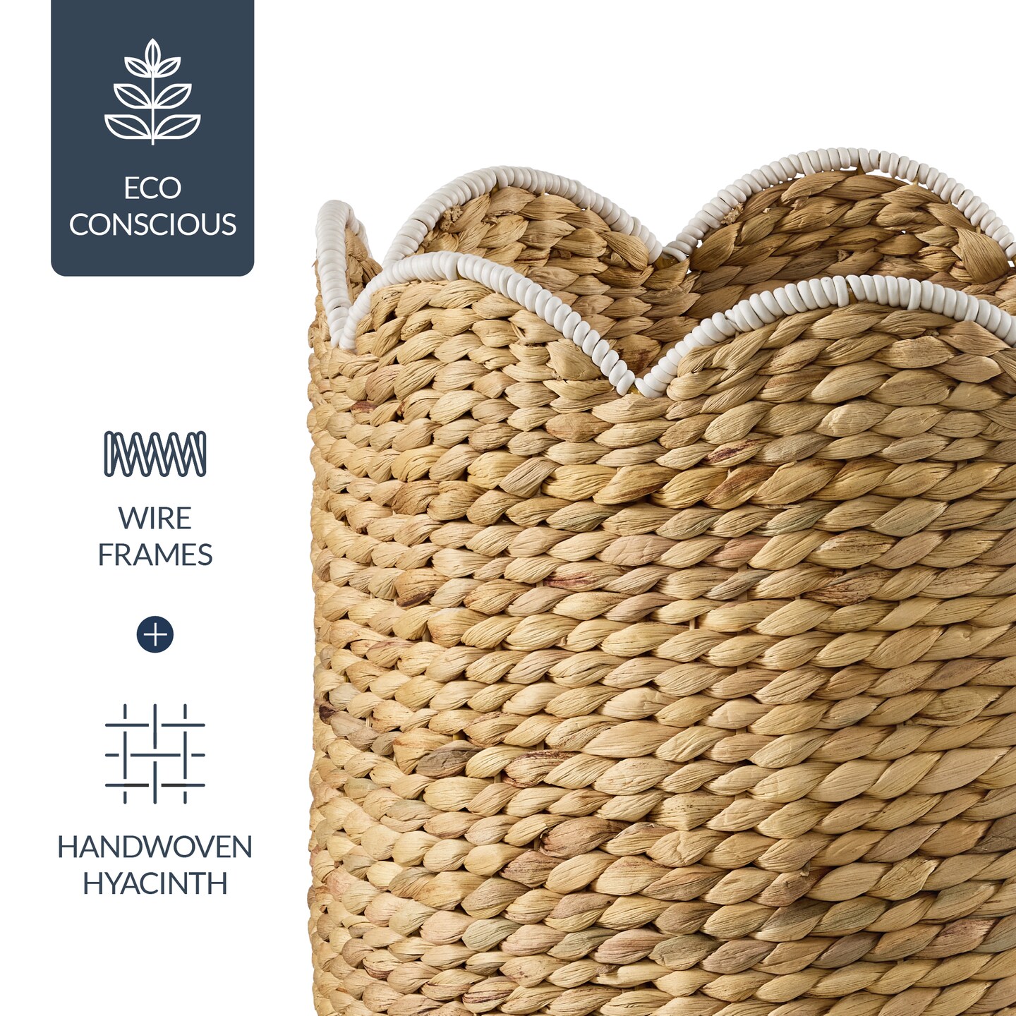 Best Choice Products Scalloped 3PC Water Hyacinth Nesting Baskets