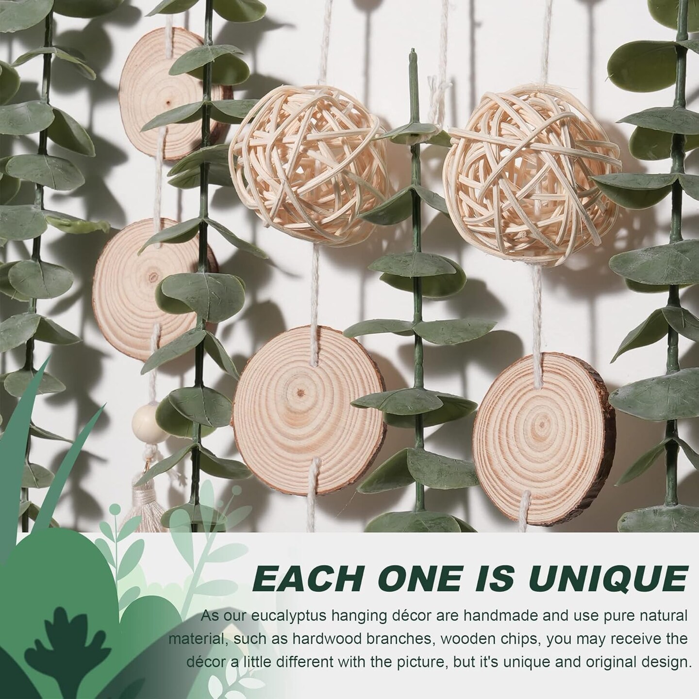 Boho Bathroom Decor Artificial Eucalyptus Hanging Wall