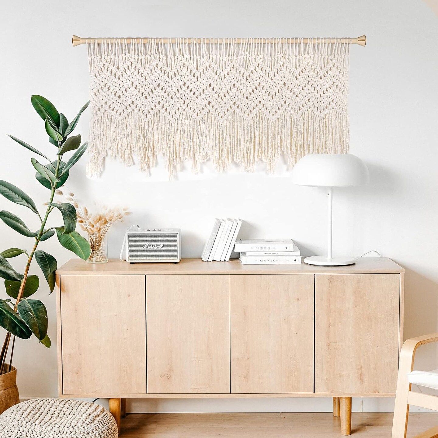 Boho Macrame Valance Curtain for Kichen Farmhouse Window Valance ( 47x22Inch)