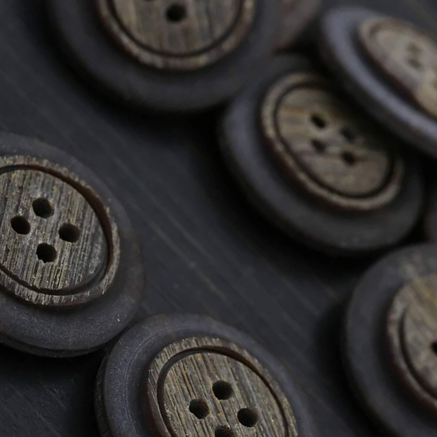 4 Pieces Brown Faux Wood Plastic Buttons Four Hole 27mm 1 1/8&#x22;