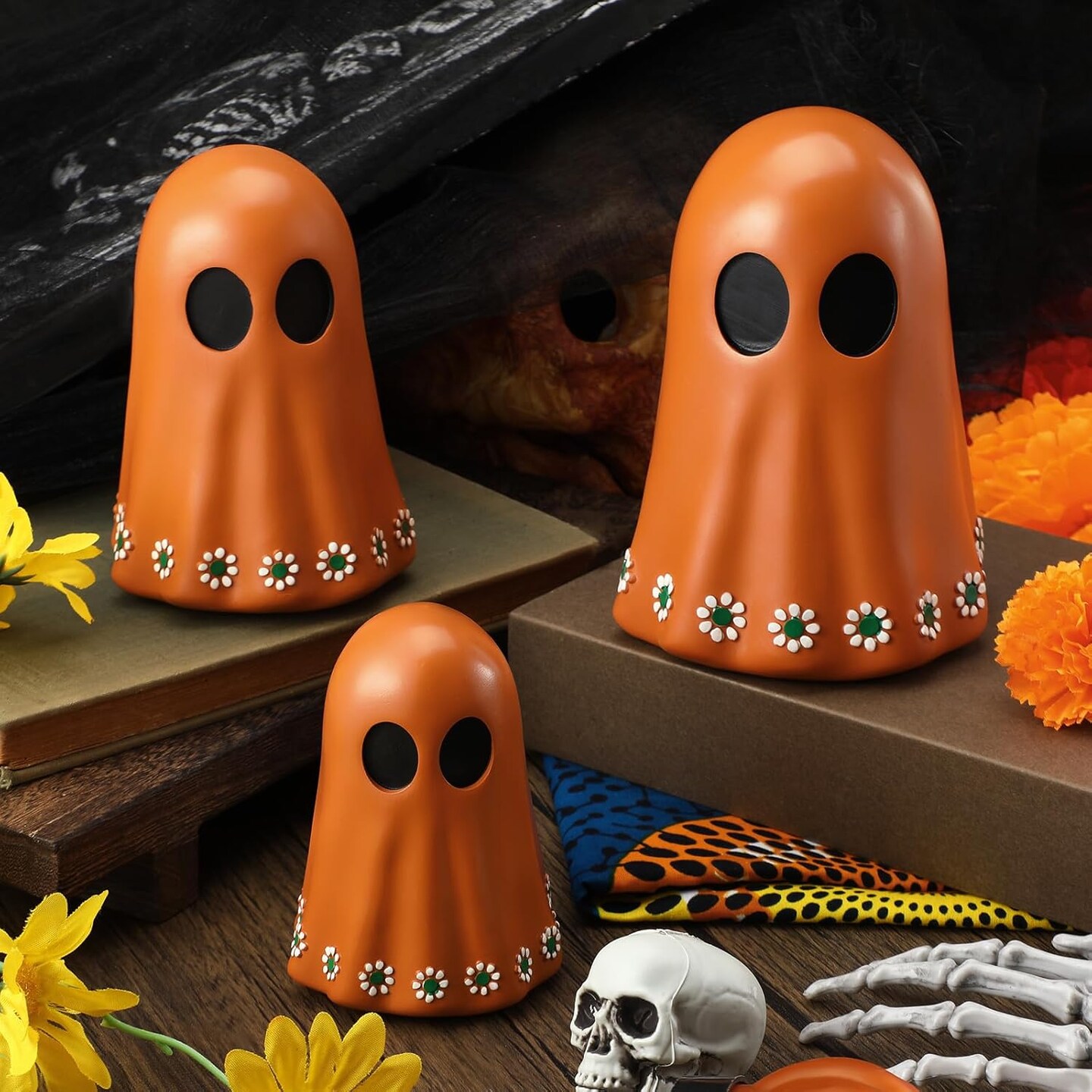 3 Pcs Day of The Dead Resin Mexican Ghost (Multicolor) | Michaels