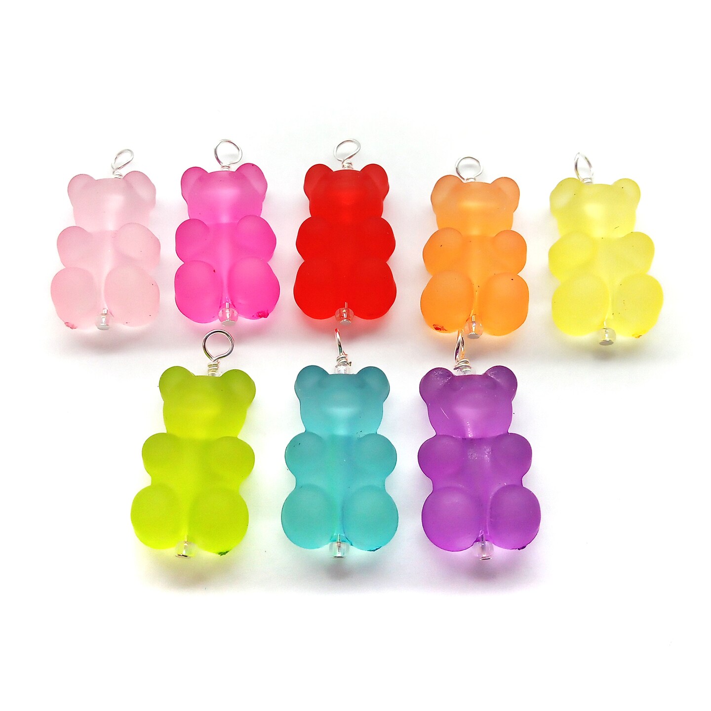 Candy Bear Charms, 7 pieces, Acrylic Rainbow Colors, Adorabilities