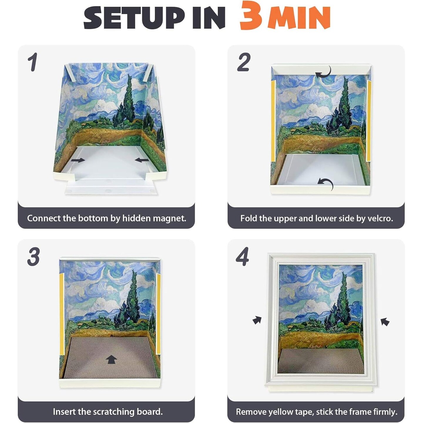 Art Frame Cat Scratch House Oil Painting Cardboard Cat Cave Indoor Scratcher 16.92&#x22;x12.60&#x22;x20.86&#x22;