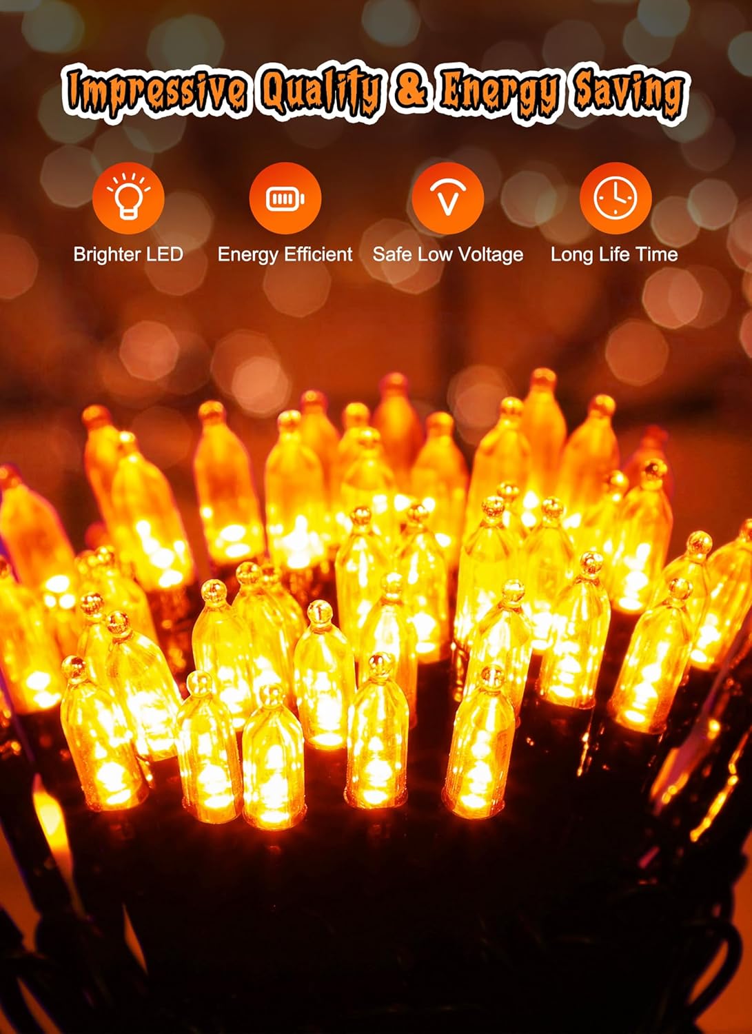 Battery Operated Halloween Indoor String Lights (Orange)