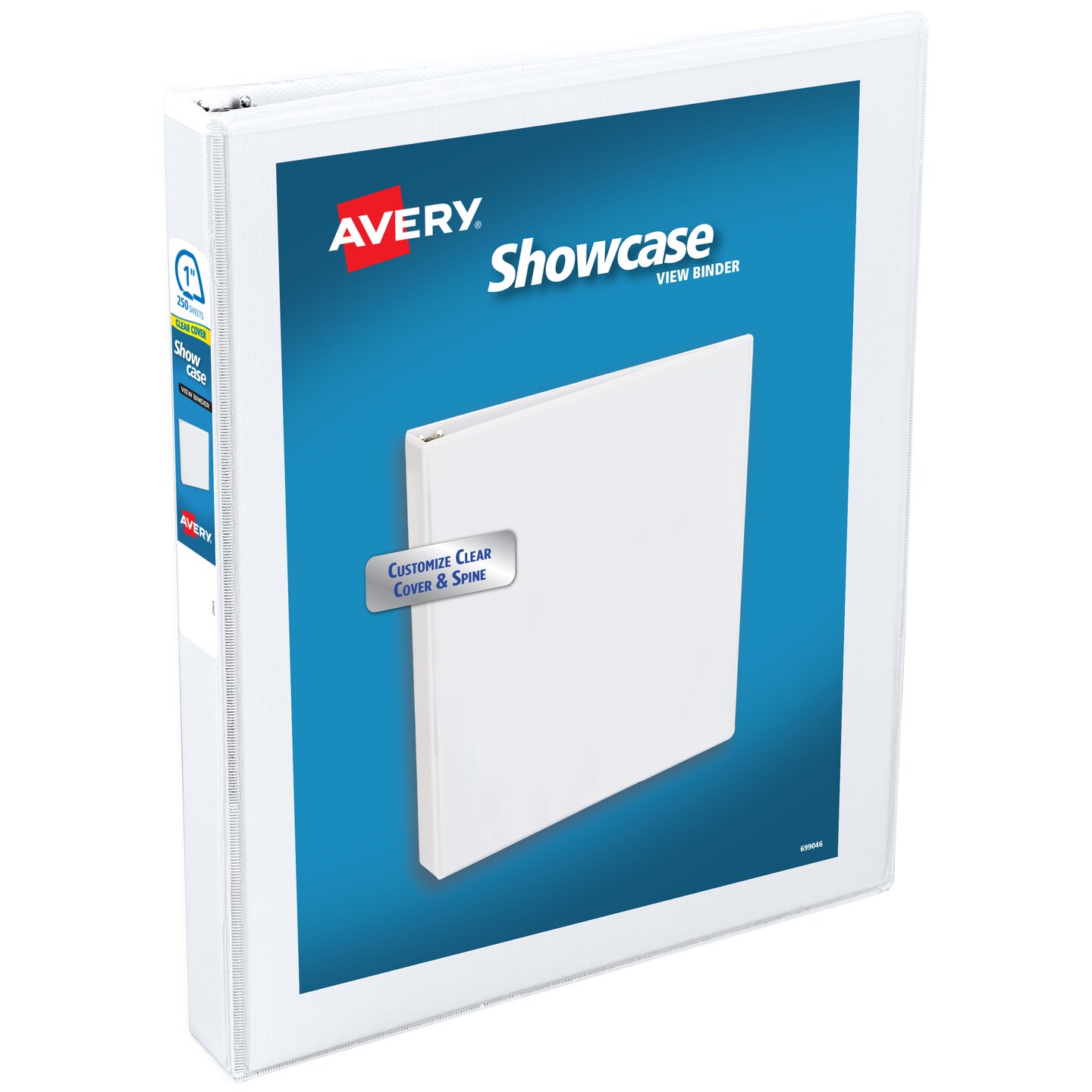 Avery Showcase Standard View 3 Ring Binder, 1" Slant Rings, 250-Sheet Capacity, 1.4 Inch Wide Spine, 1 White Binder, Ideal for Lightweight Organization and Occasional Referencing (19601)