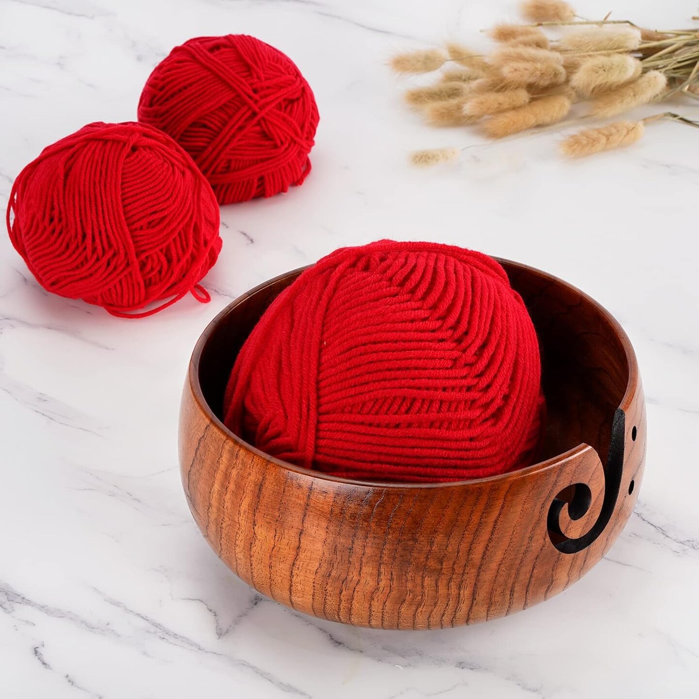 Knitting Yarn Bowl with Holes Storage Handmade(Classic)
