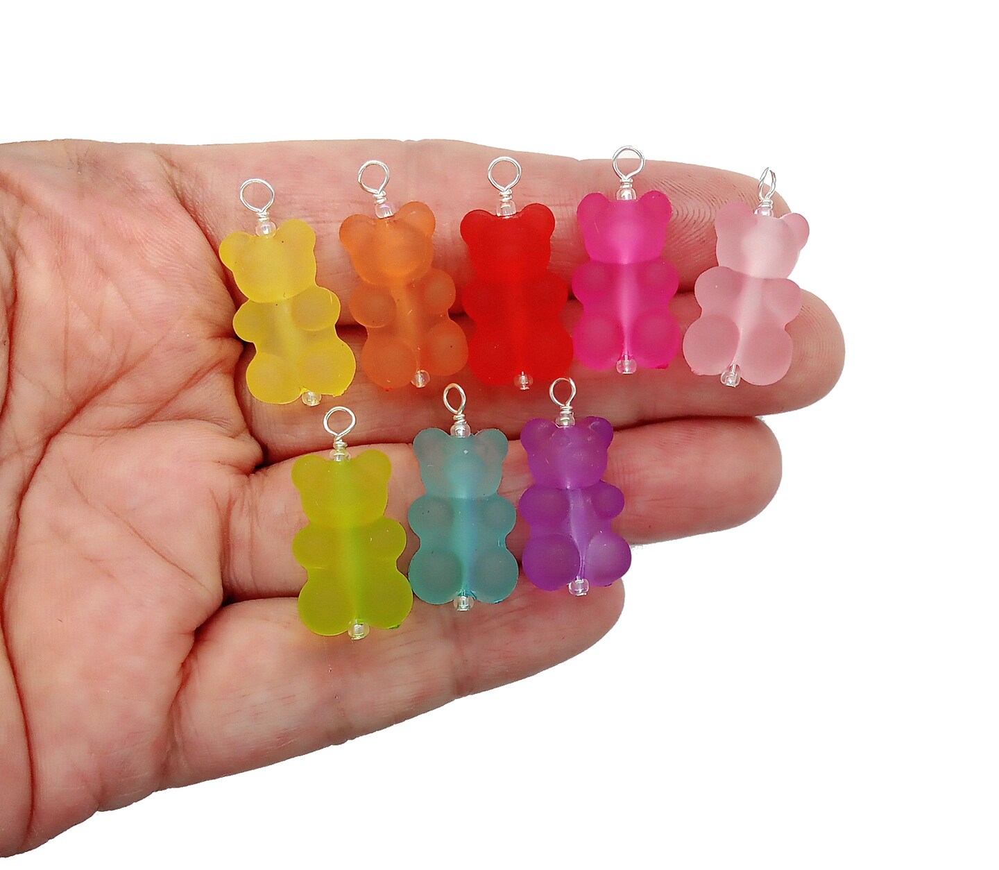 Candy Bear Charms, 7 pieces, Acrylic Rainbow Colors, Adorabilities