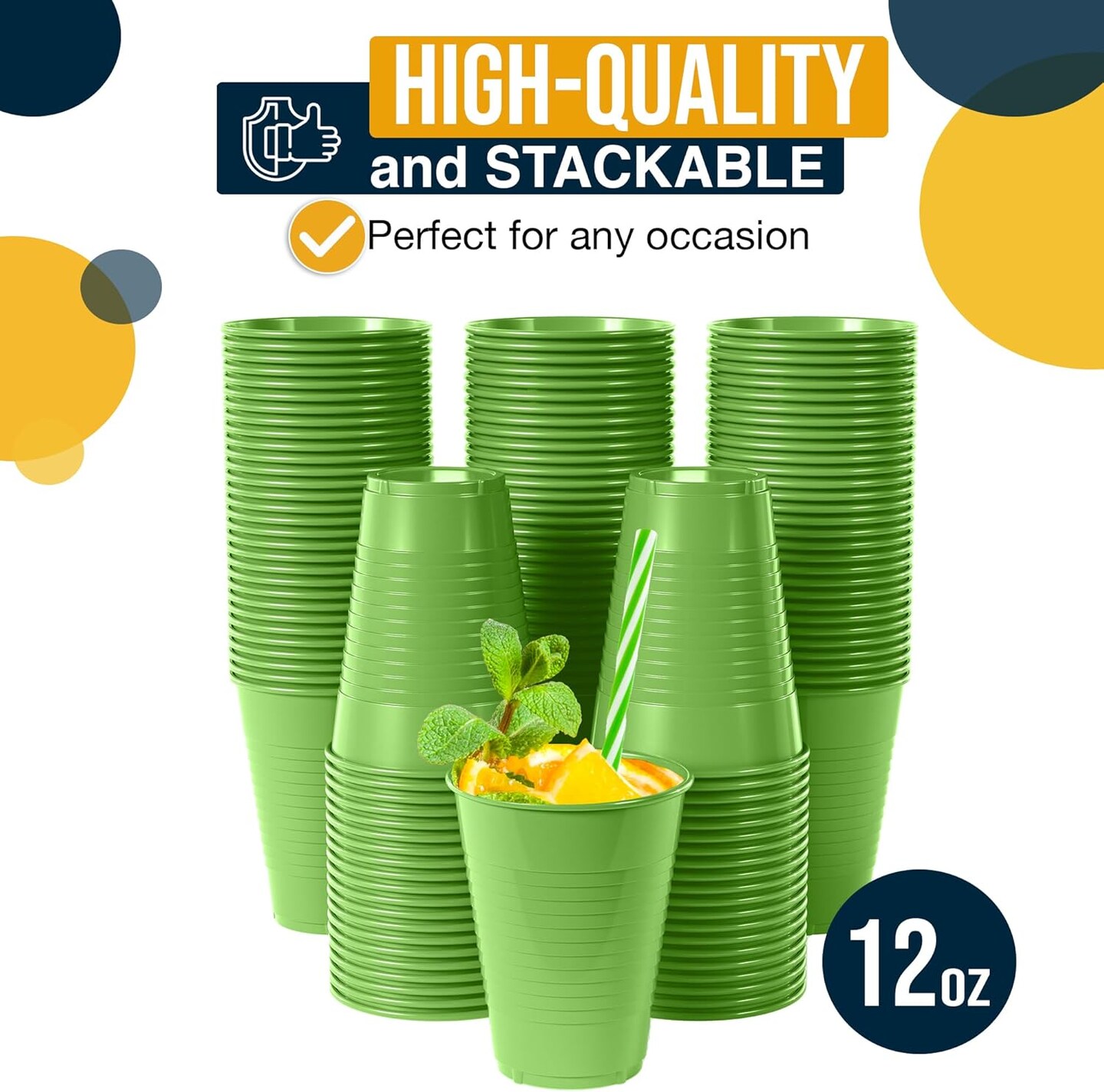 Exquisite Party Solids 12 Oz Plastic Cups – 100 Pack Disposable Cups for Parties & Events | Durable Plastic Party Cups | Bulk Drink Cups for Soda, plastic cup | Recyclable Disposable Cups for Everyday Use & Celebrations
