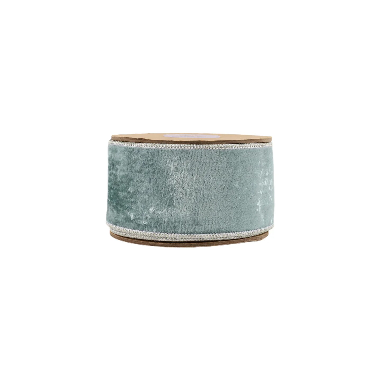LaRibbons 2 1/2&#x22; Wired Premium Velvet | Aqua with Silver Metallic Dupioni Back | 5 Yard Roll