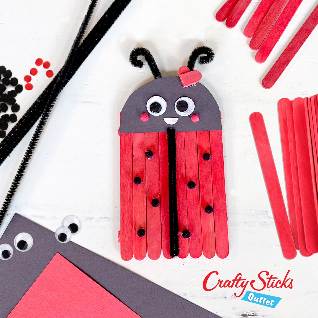 CraftySticks Colored Wood Craft Sticks 4.5 Inch, Red Orange Yellow Green Blue Purple White Black Pink Brown Popsicle Sticks