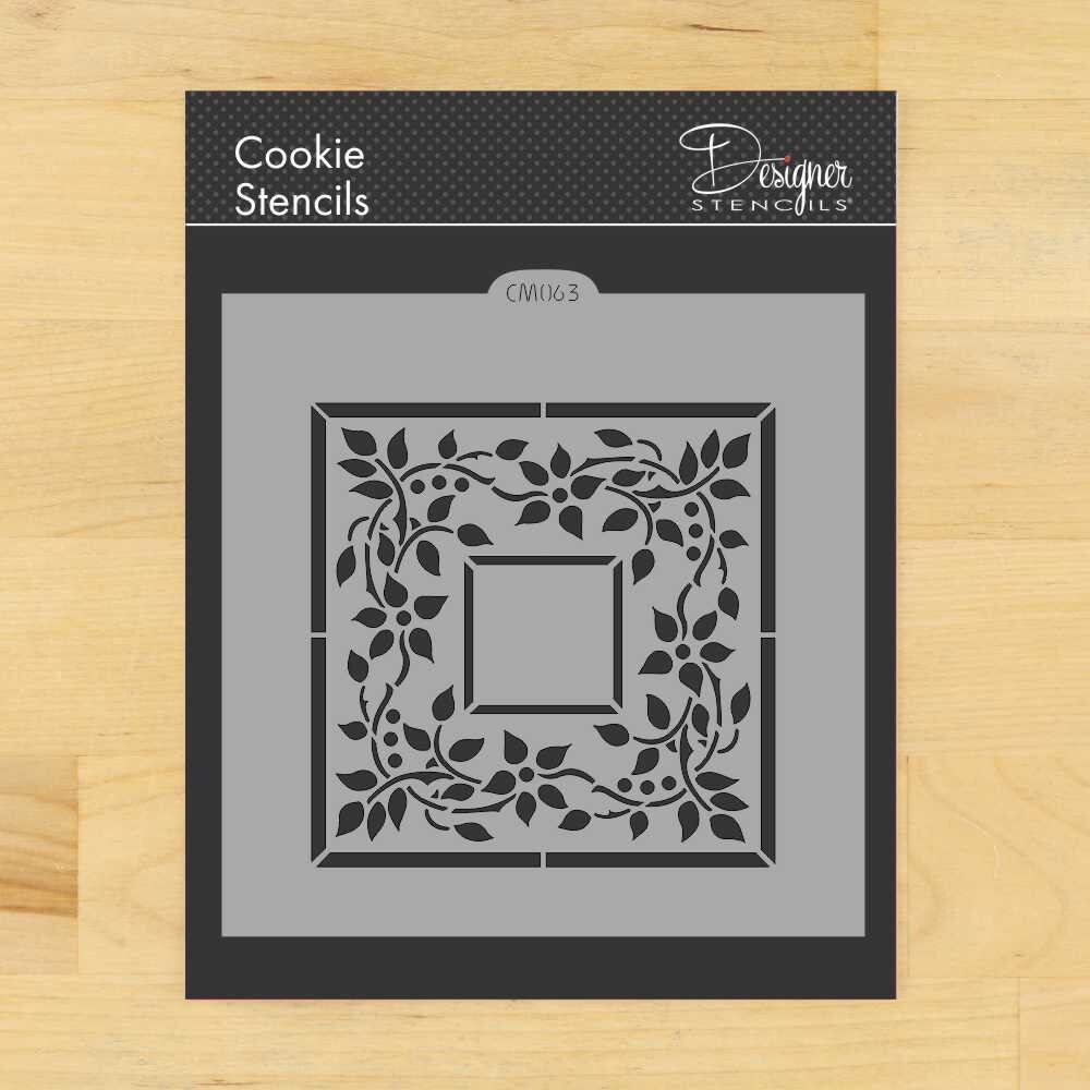 Floral Frame Cookie & Craft Stencil | CM063 by Designer Stencils | Cookie Decorating Tools |