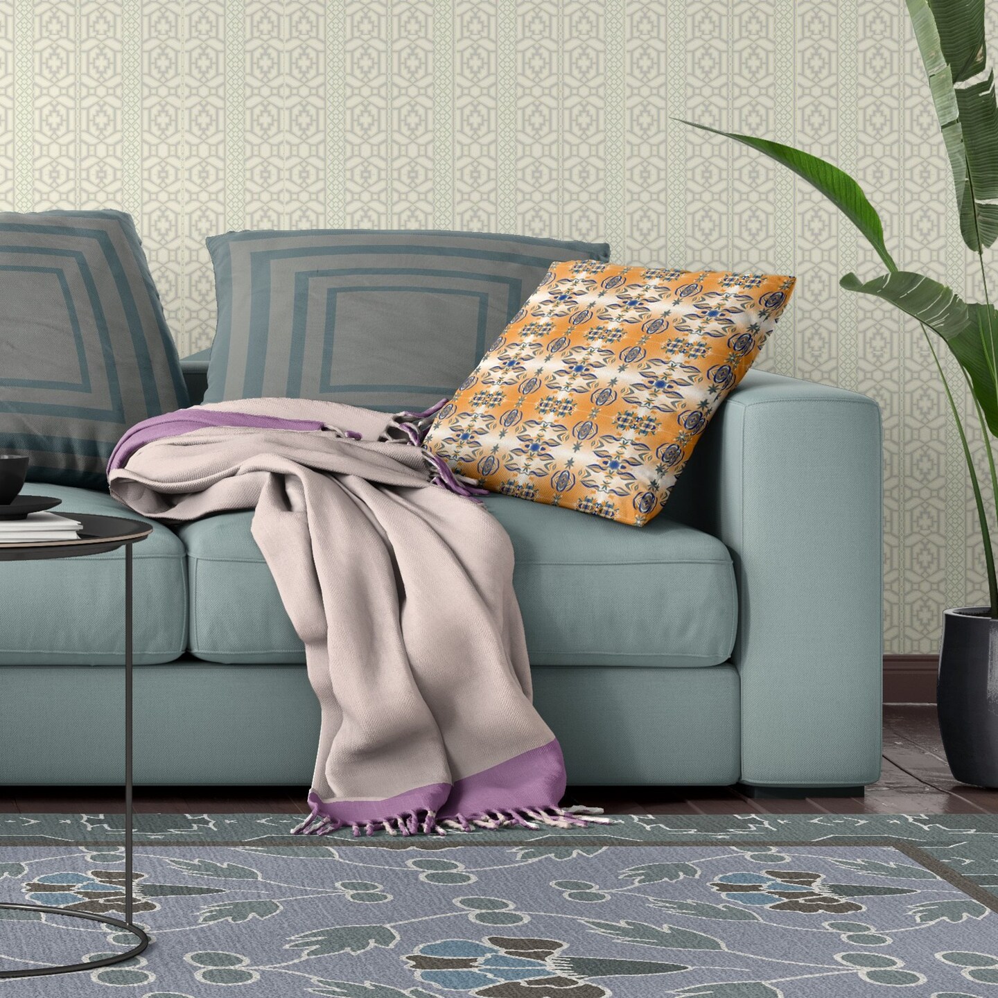 Edge Collections - 16" x 16" - Orange - Textured Abstract Throw Pillow for Home Decor - 1 Piece